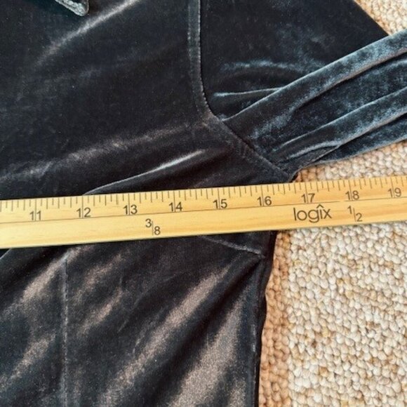 Uniq Blue/Green Velvet Boho Gypsy Night Out Button Down Shirt Size Medium - Picture 5 of 7